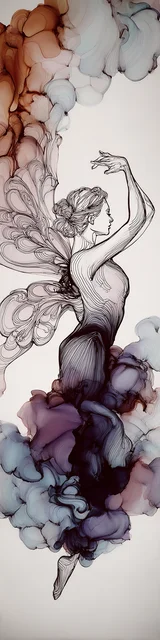 Free abstract angel art bookmark featuring a purple skirt abstract angel